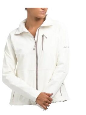 Eddie Bauer White Softshell Zip-Up Utility Jacket